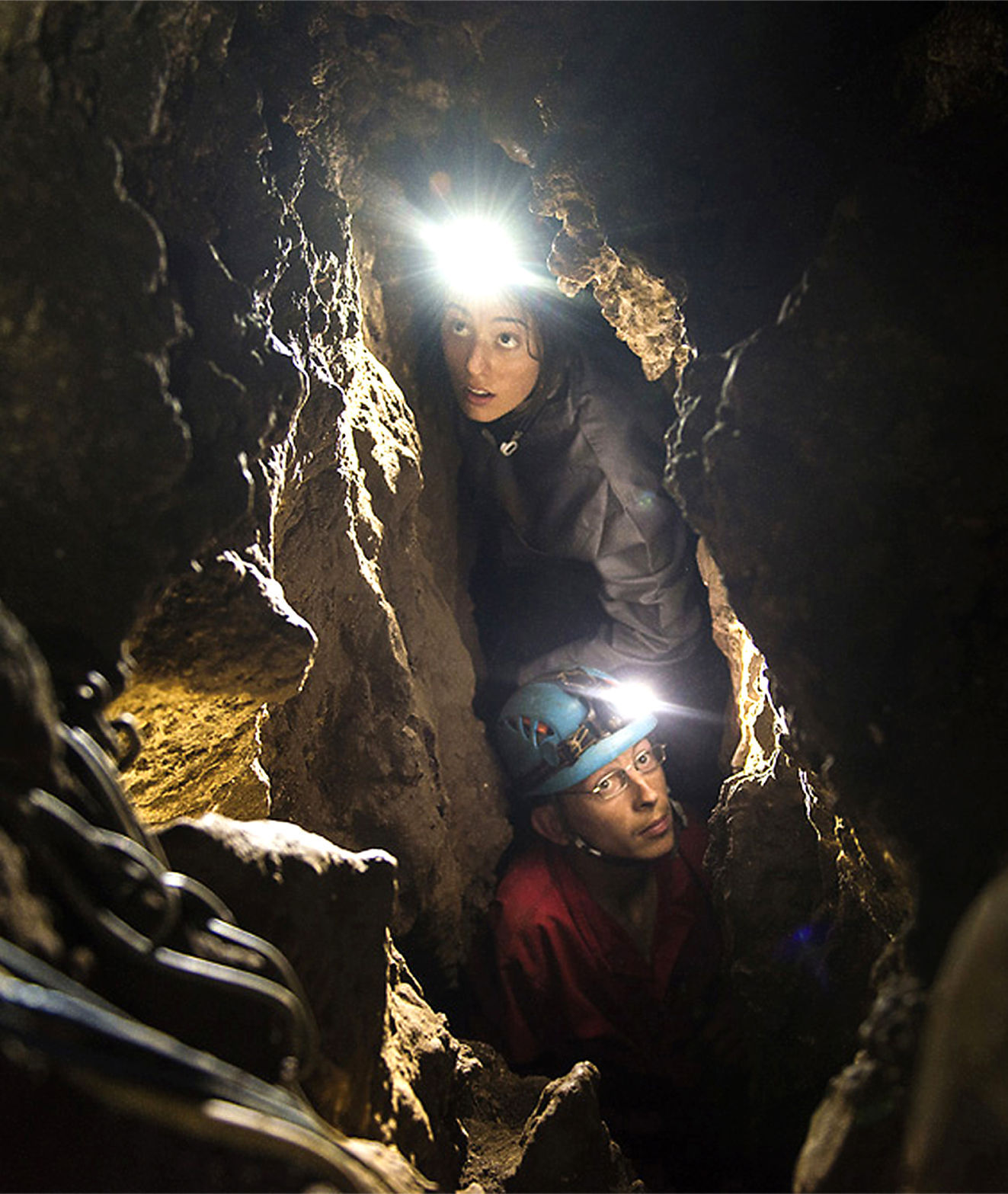 Excavators in cave
